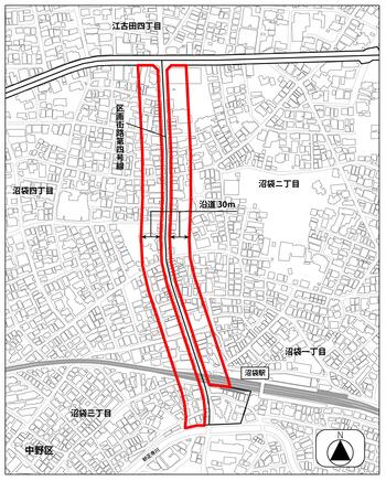 区画街路第4号線地区区域図